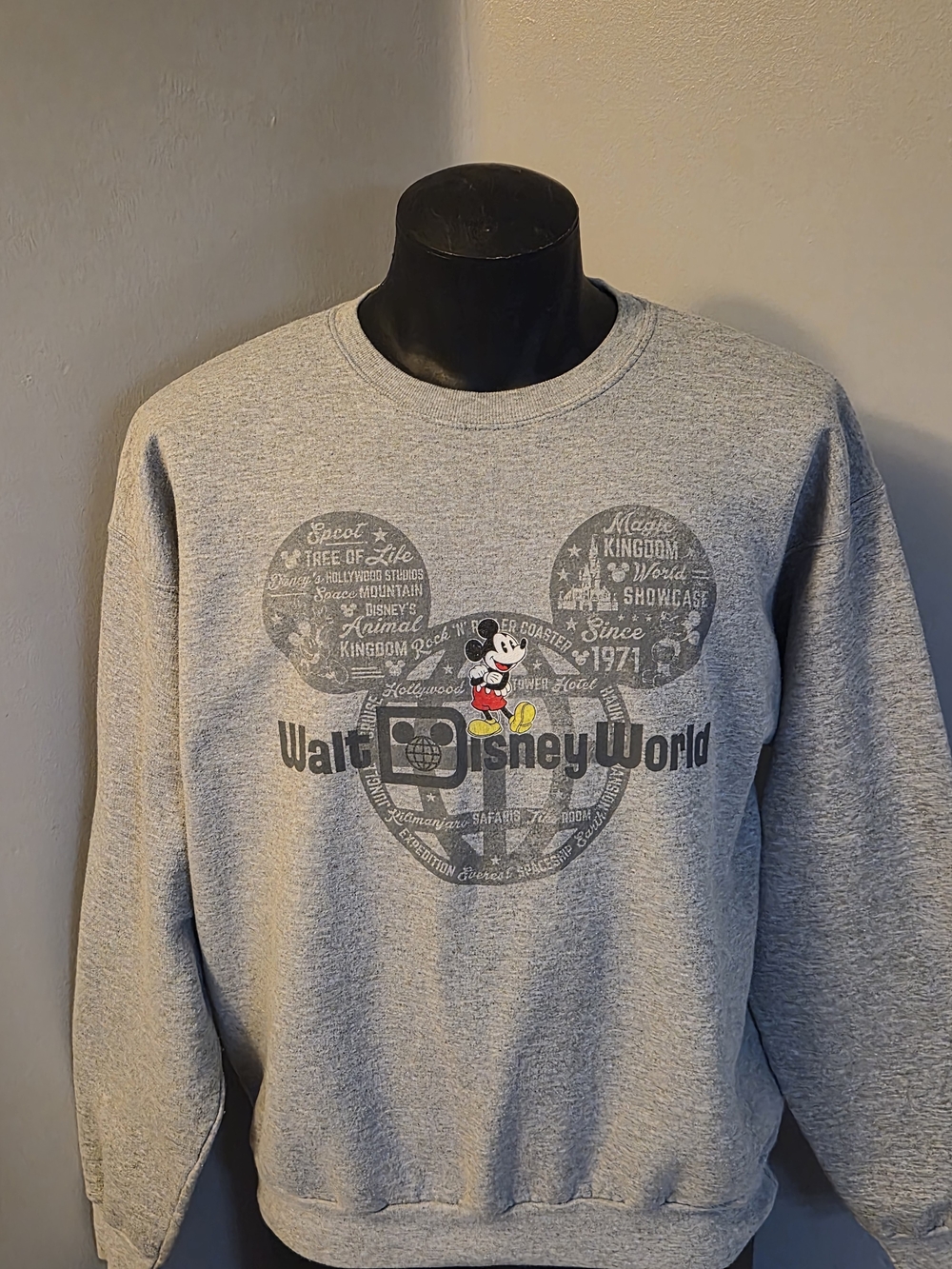 Disney Light Gray Walt Disney World Mickey Crewneck Sweatshirt